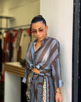 Camicia celeste/marrone