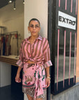 Camicia rosa/marrone
