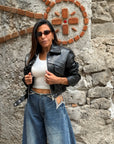 Biker ecopelle crop