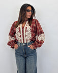 Camicia tartan con ricami