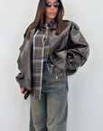 Biker ecopelle overfit effetto vintage