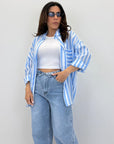 Camicia a righe in viscosa 80636