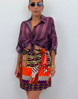 Camicia colletto con bottone viola/marrone