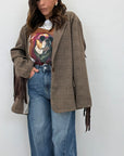 Blazer Tartan con frange 18158