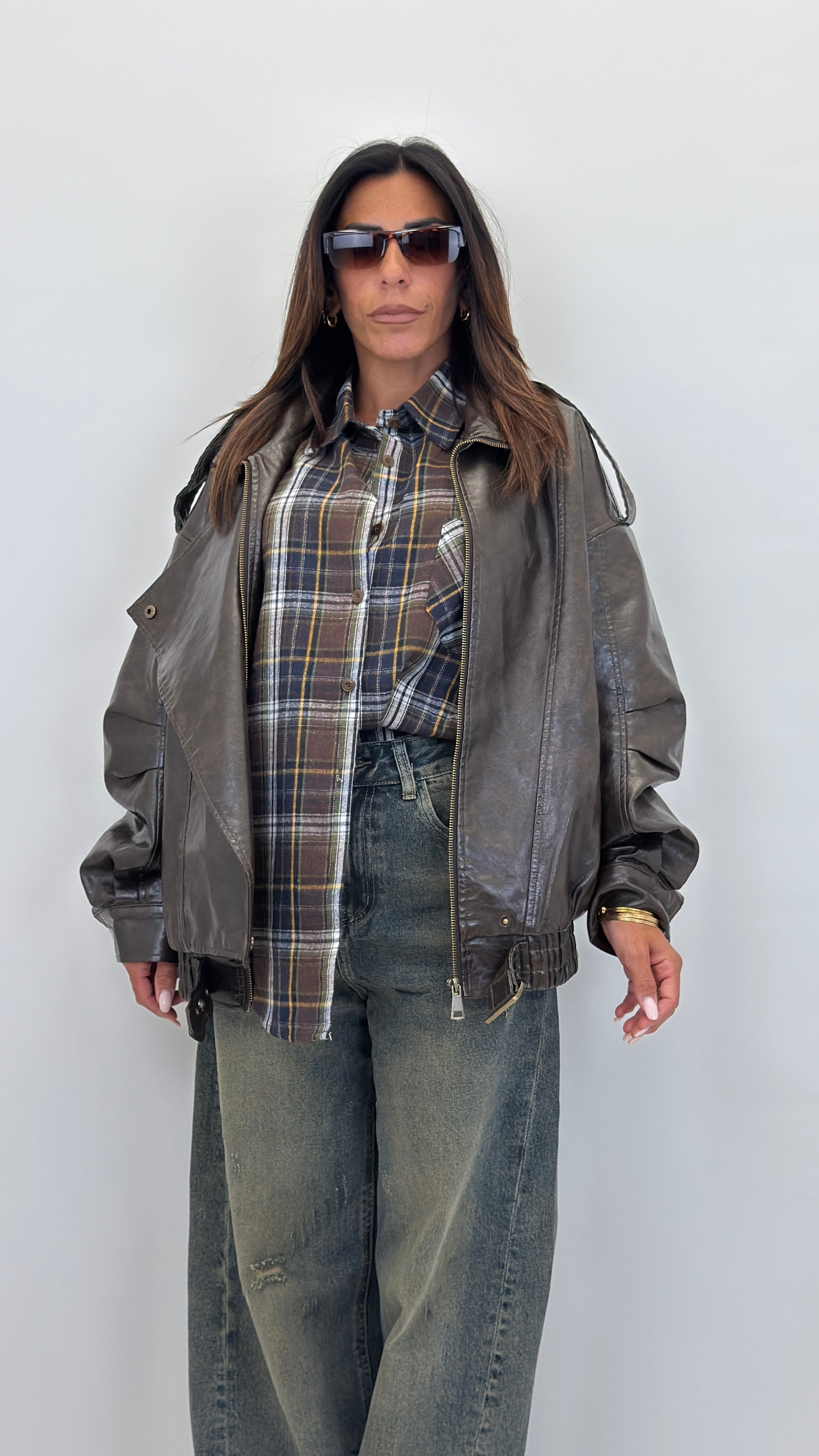 Biker ecopelle overfit effetto vintage