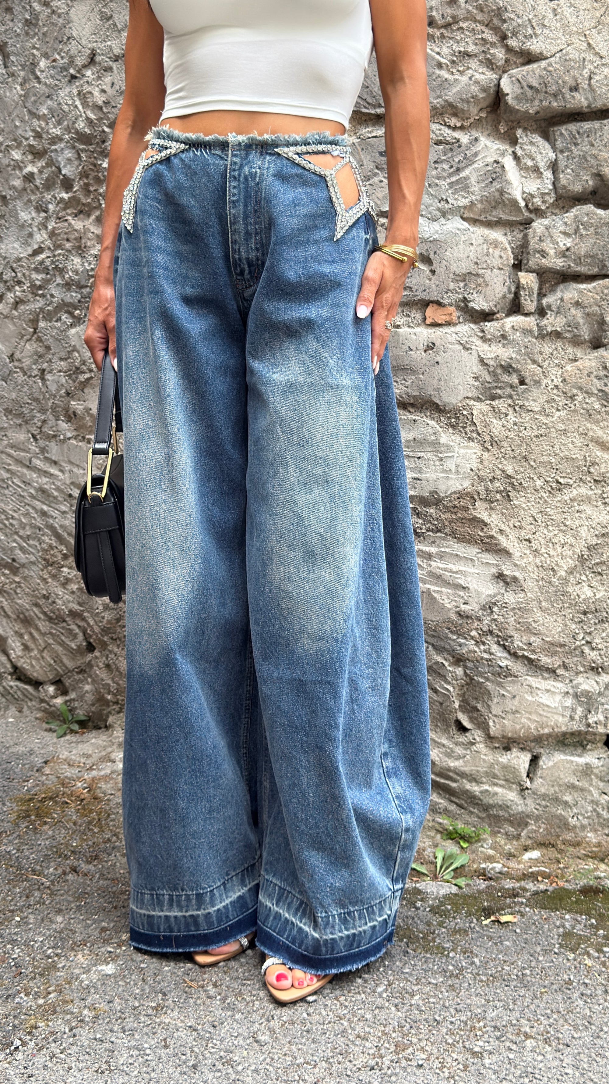 Jeans baggy strass 6866
