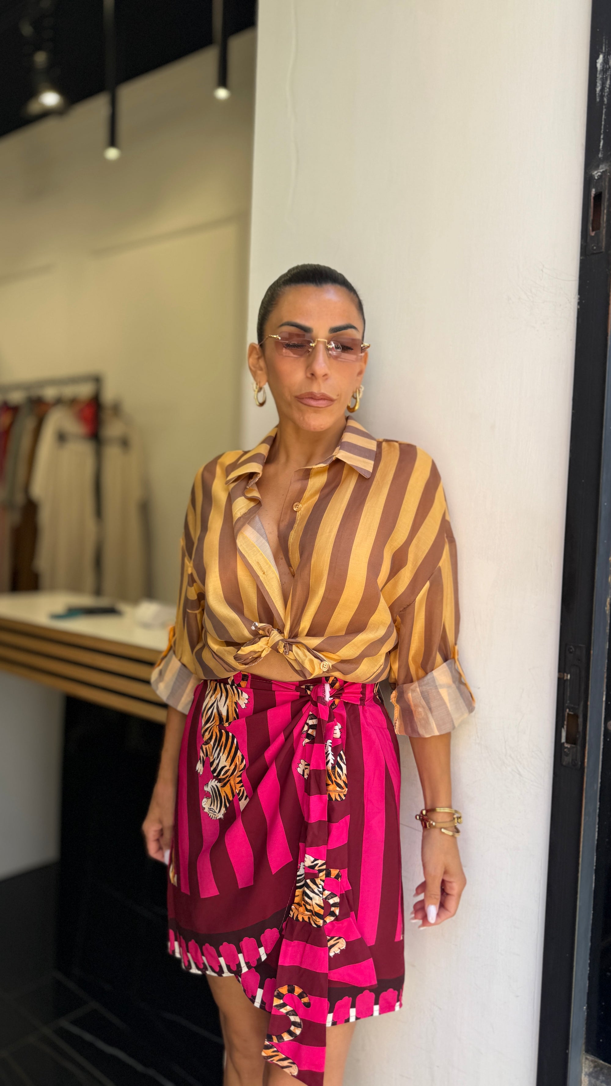 Camicia giallo/marrone