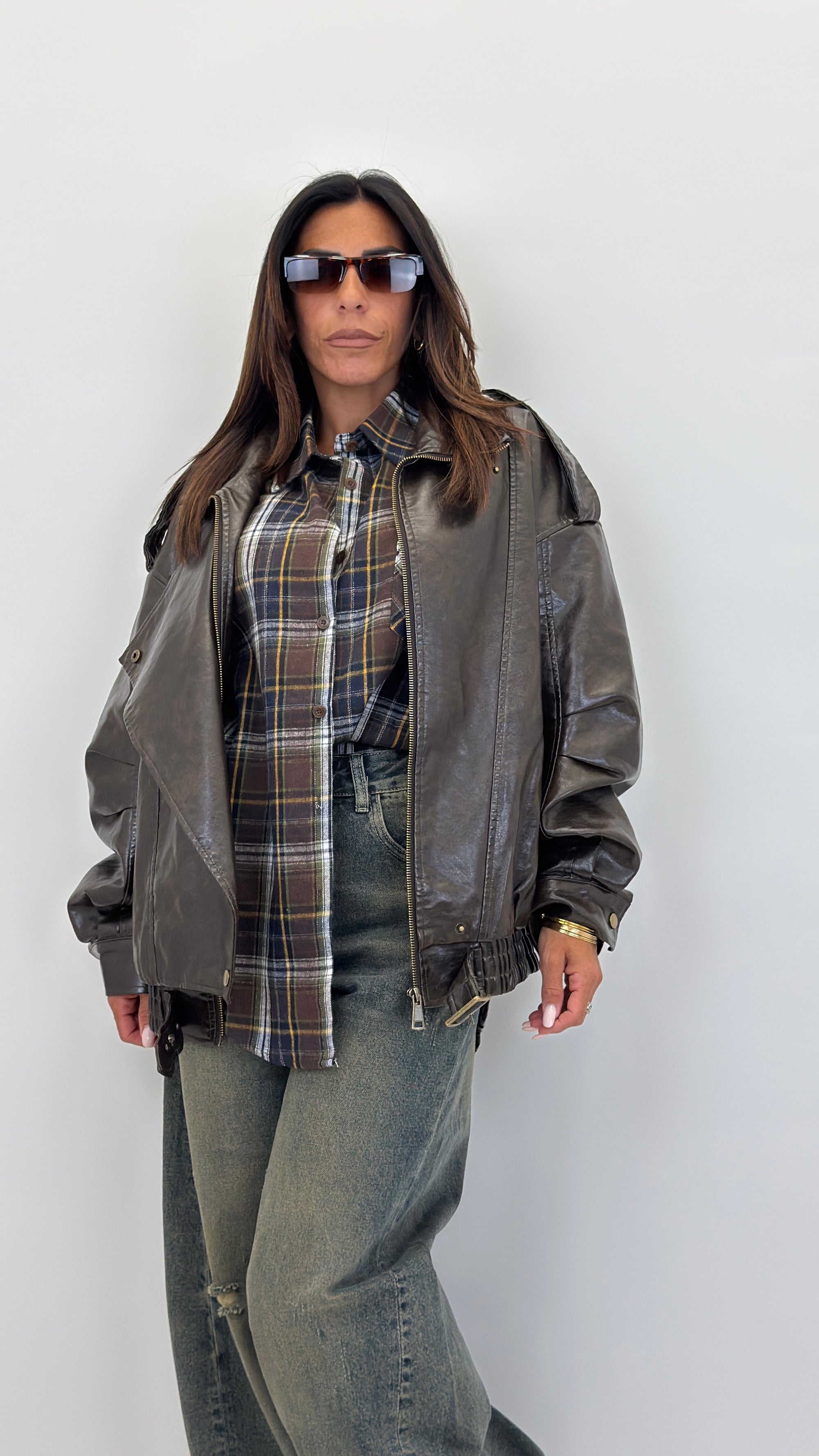 Biker ecopelle overfit effetto vintage