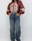 Camicia tartan con ricami
