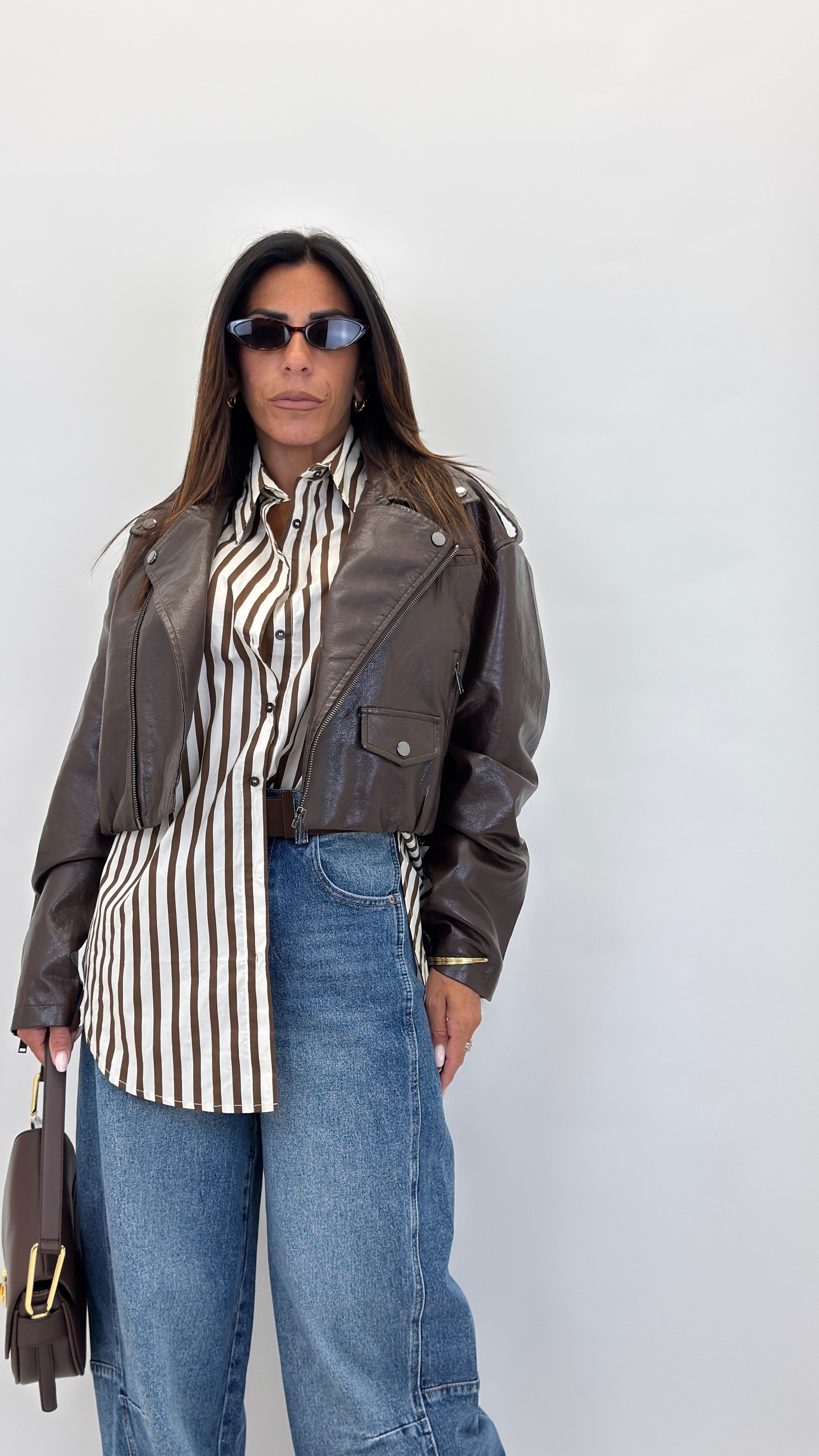 Biker ecopelle crop