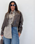 Biker ecopelle crop