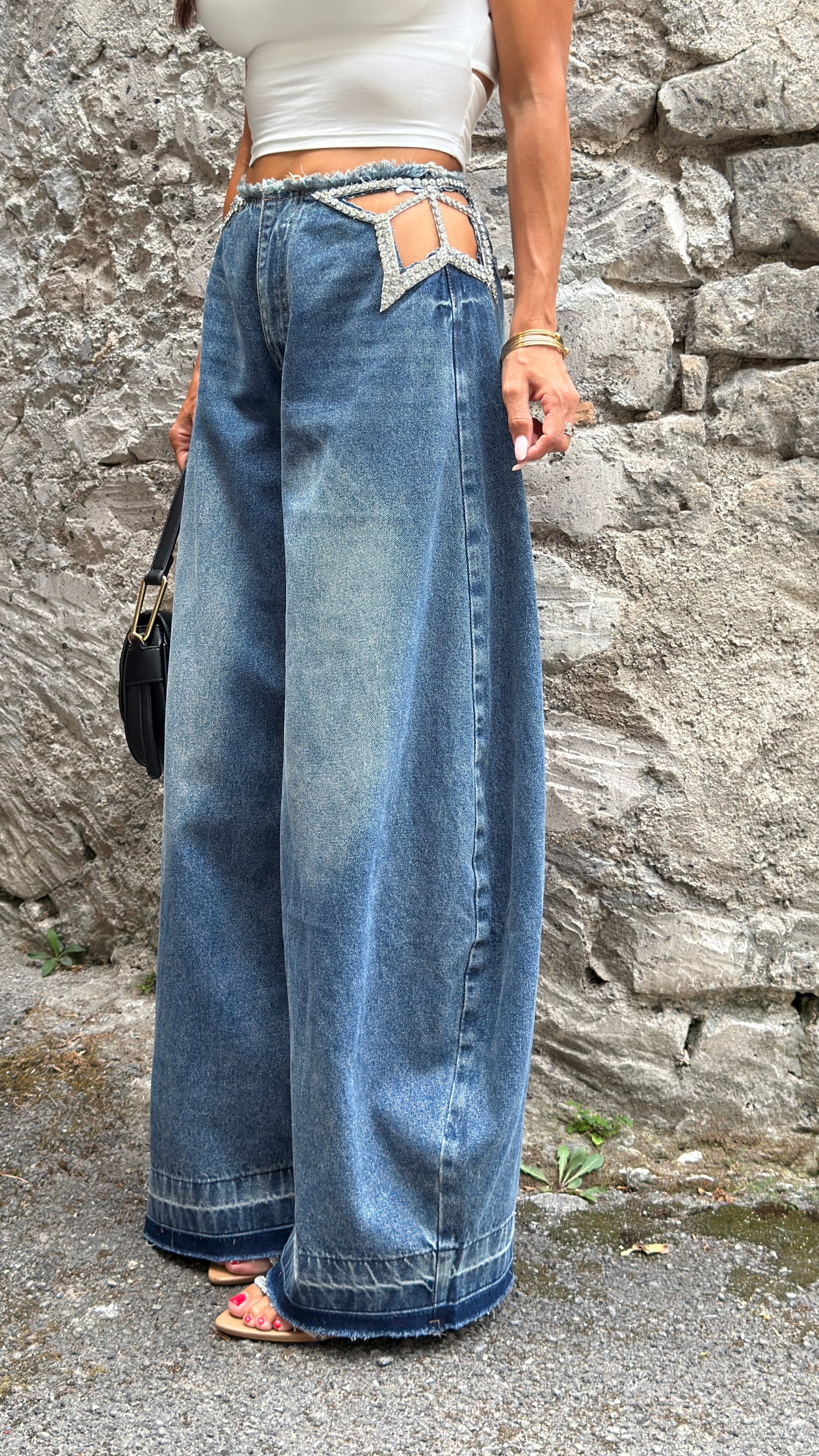 Jeans baggy strass 6866