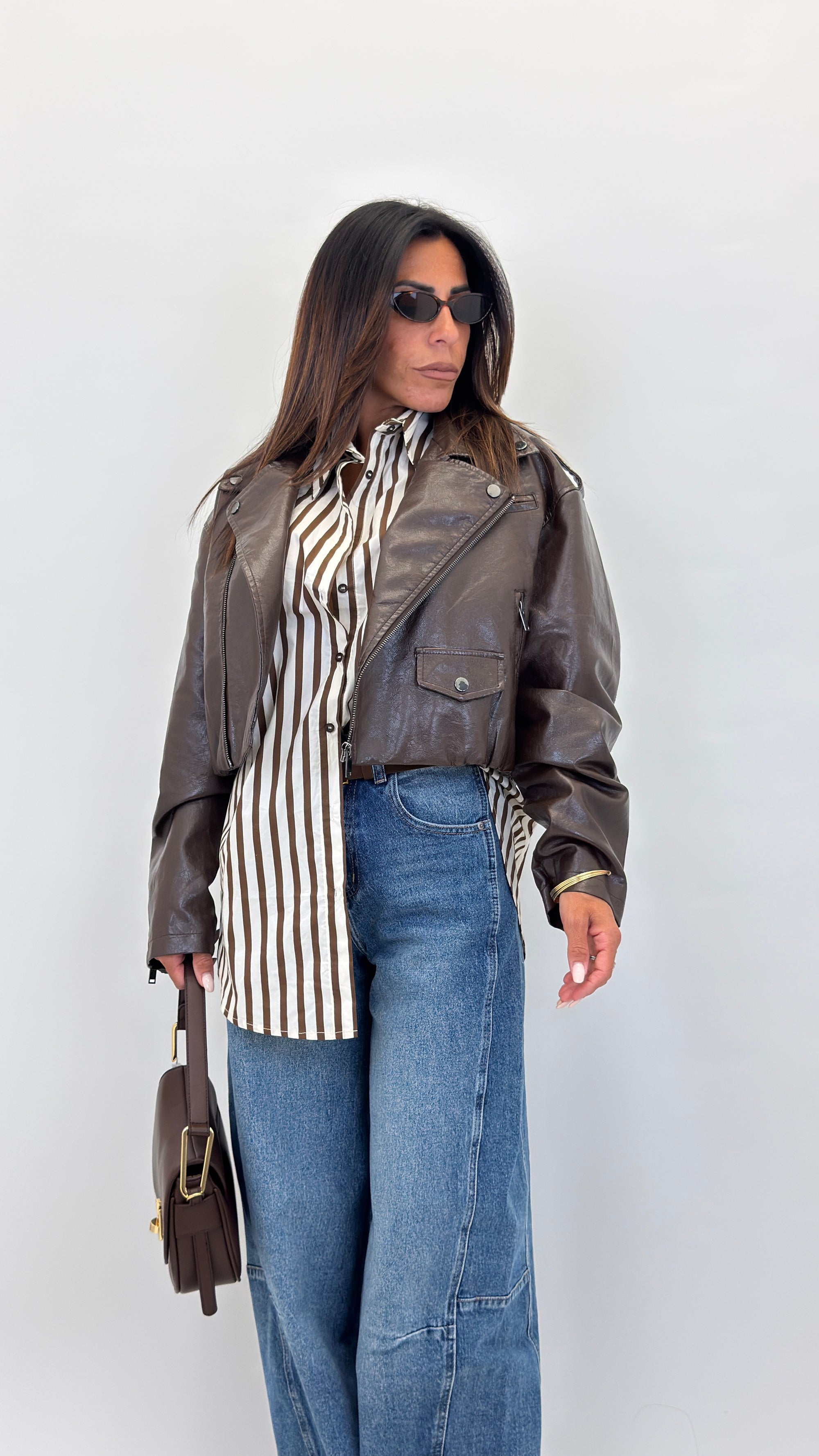 Biker ecopelle crop