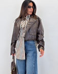 Biker ecopelle crop