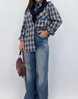 Camicia a quadri in cotone con scialle