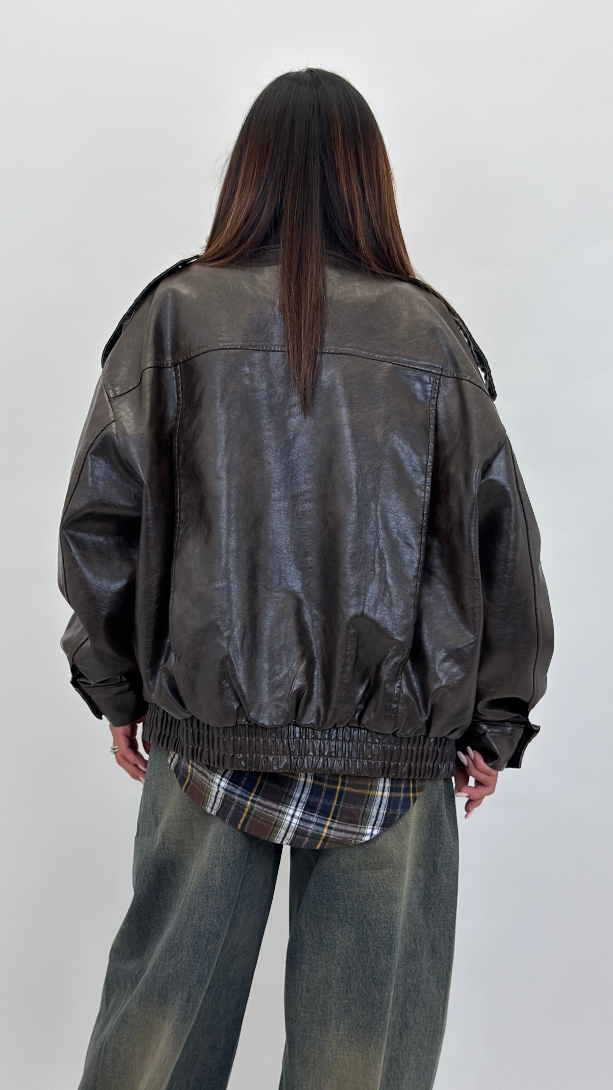 Biker ecopelle overfit effetto vintage