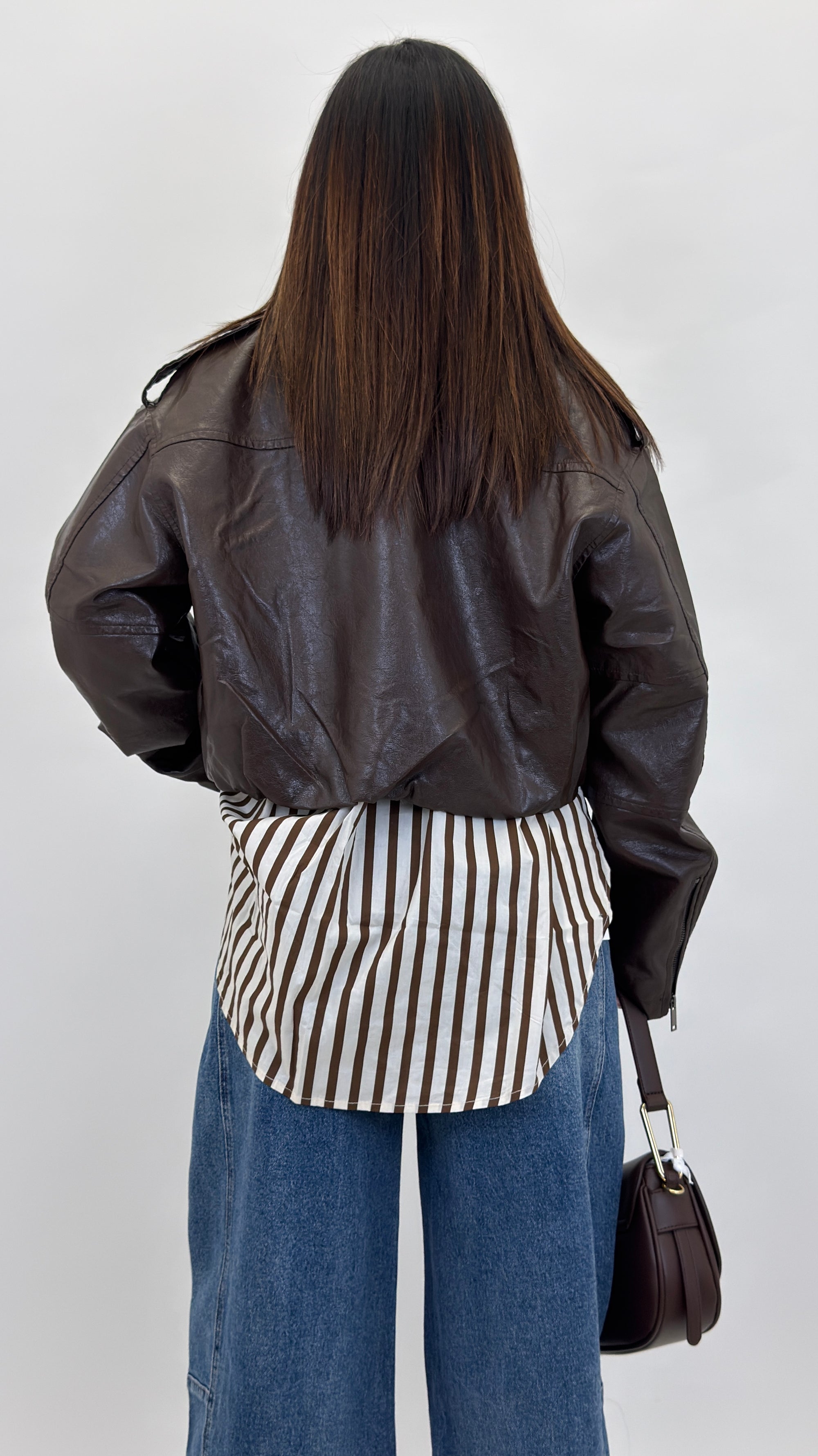 Biker ecopelle crop
