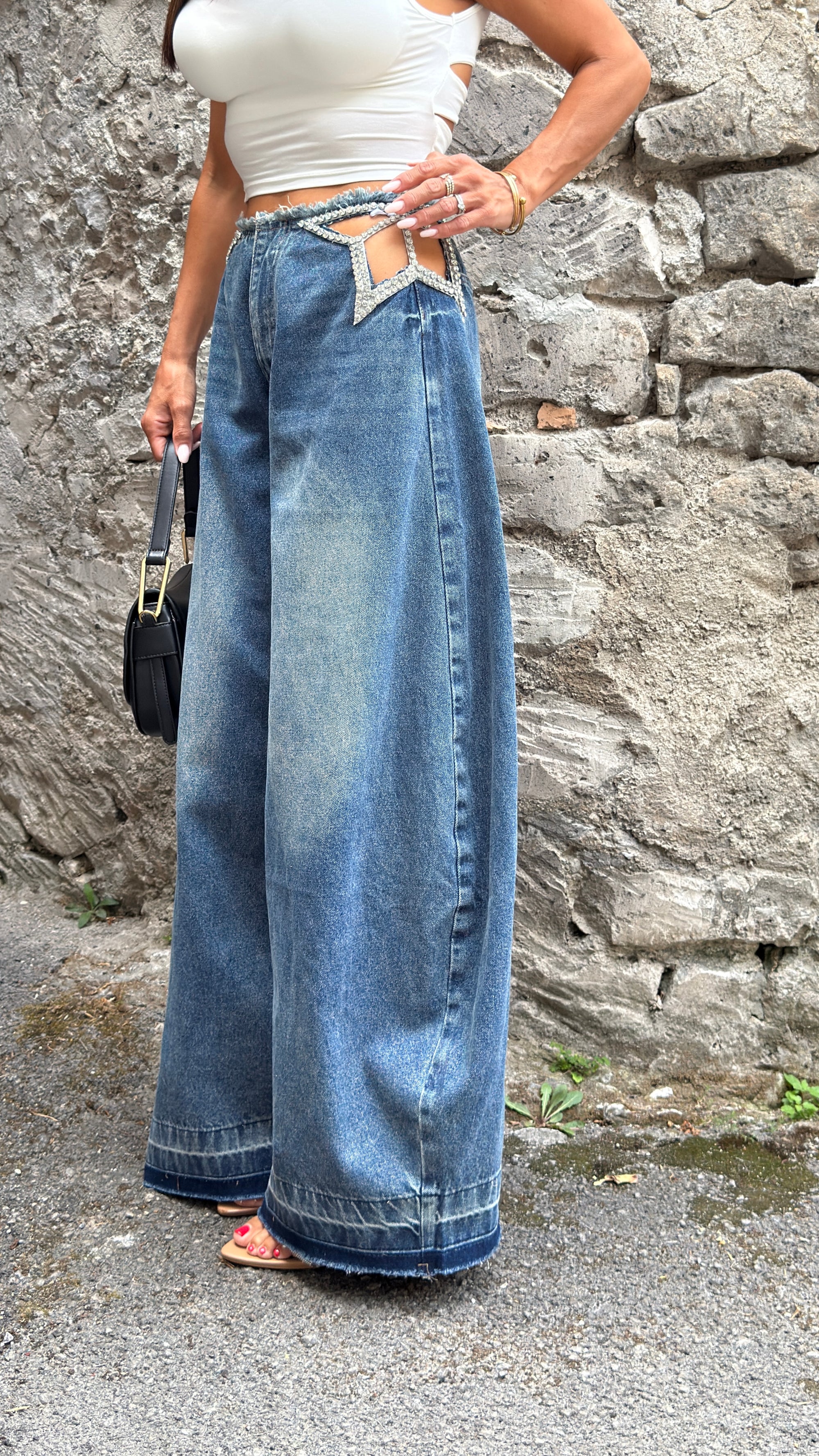 Jeans baggy strass 6866