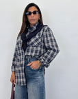 Camicia a quadri in cotone con scialle