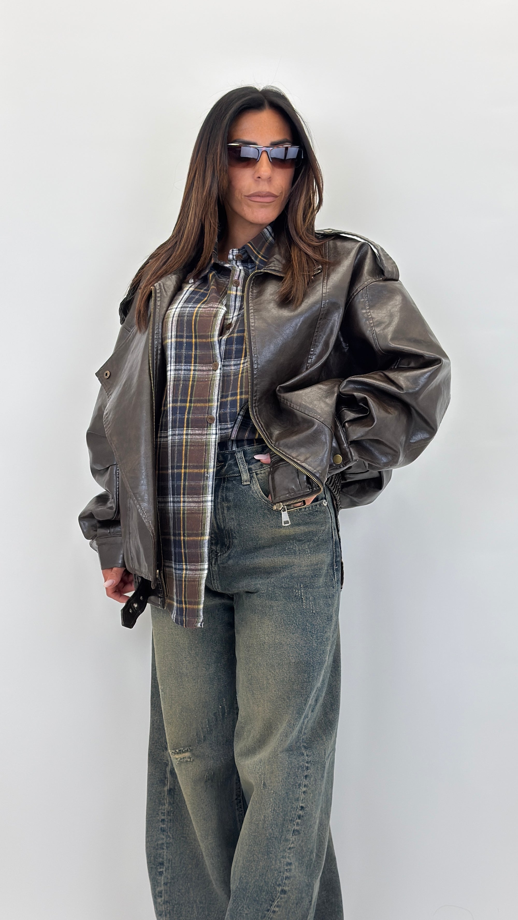 Biker ecopelle overfit effetto vintage