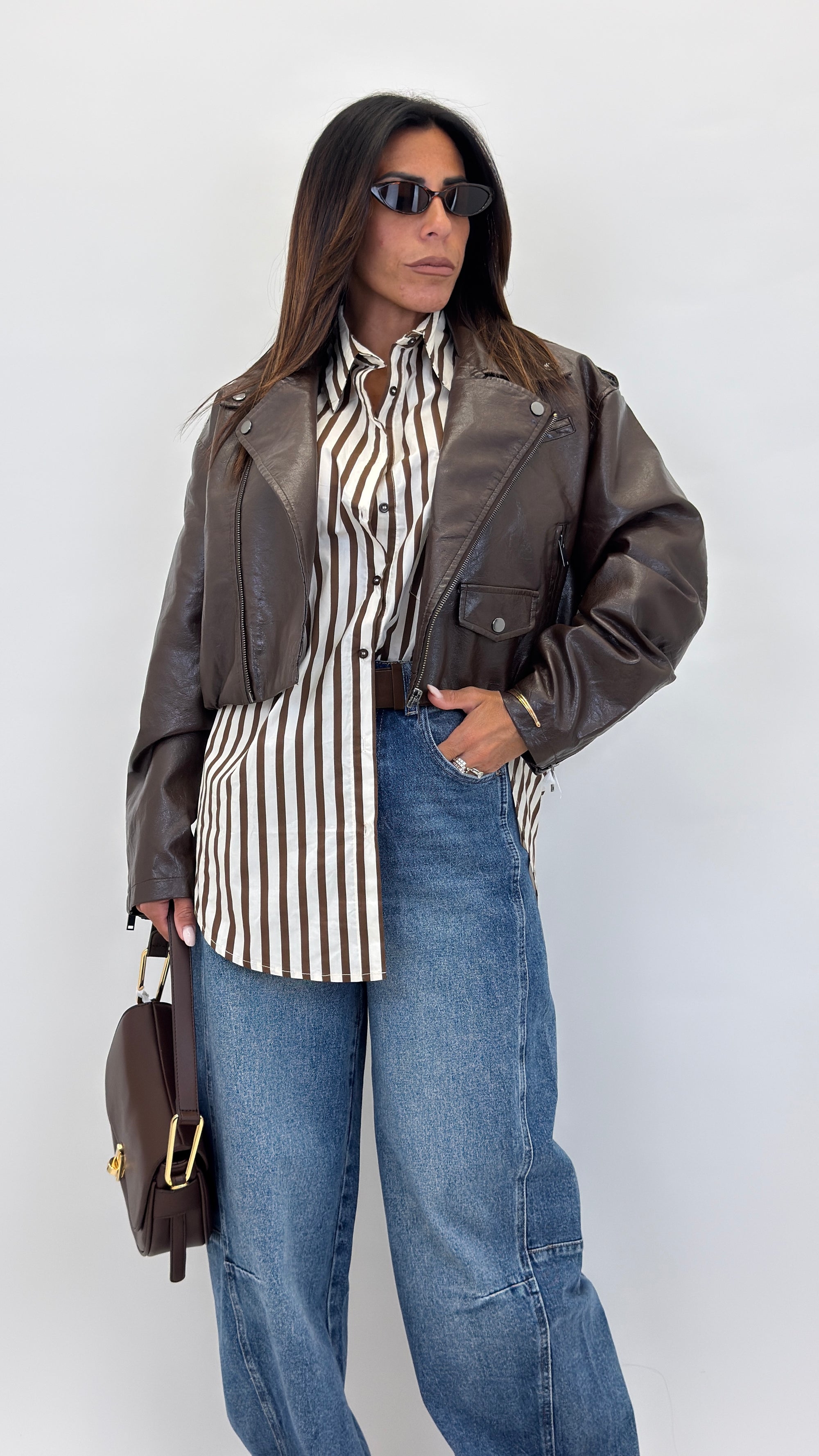 Biker ecopelle crop