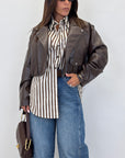 Biker ecopelle crop