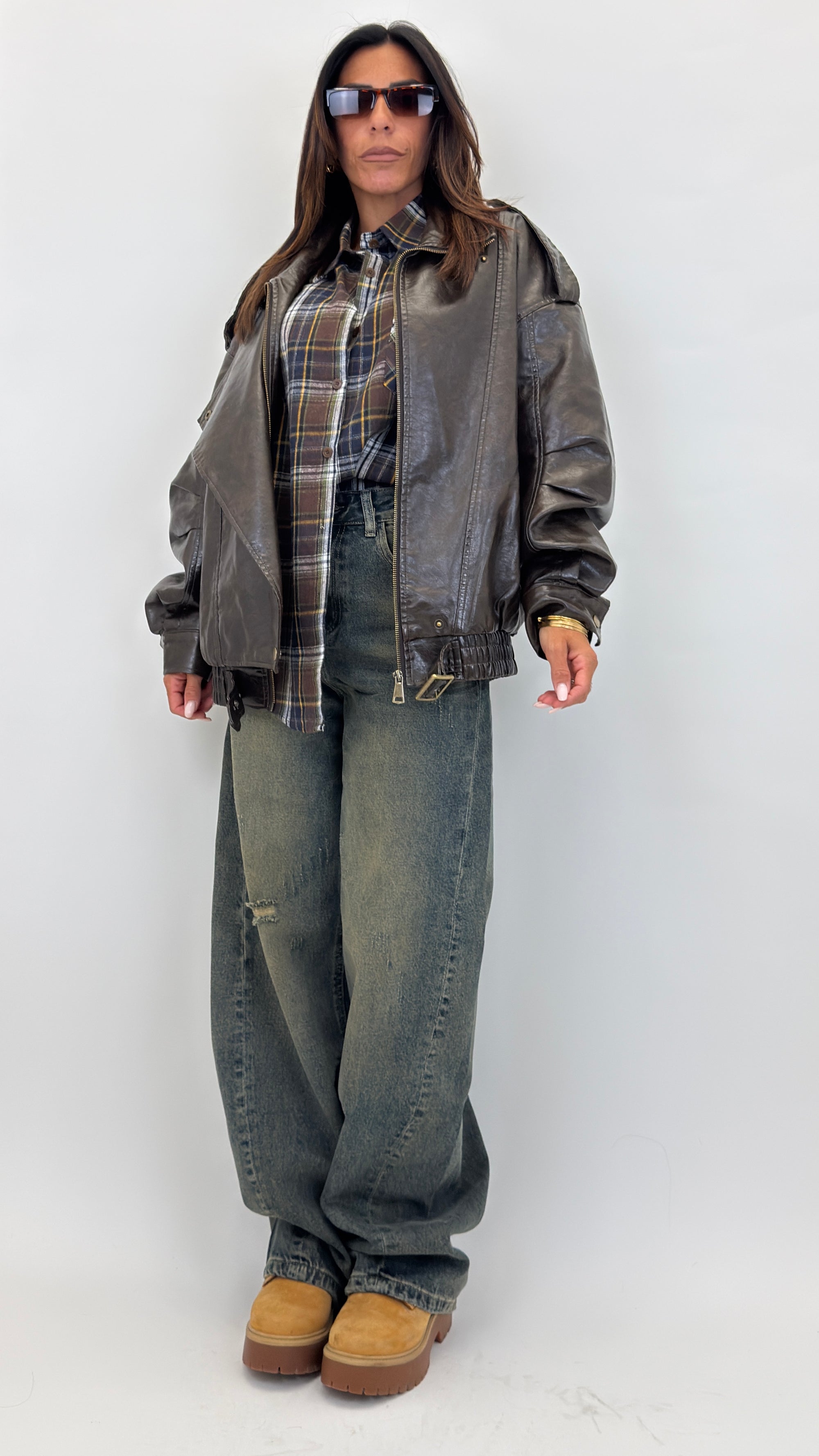 Biker ecopelle overfit effetto vintage