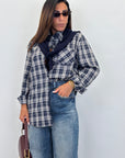 Camicia a quadri in cotone con scialle