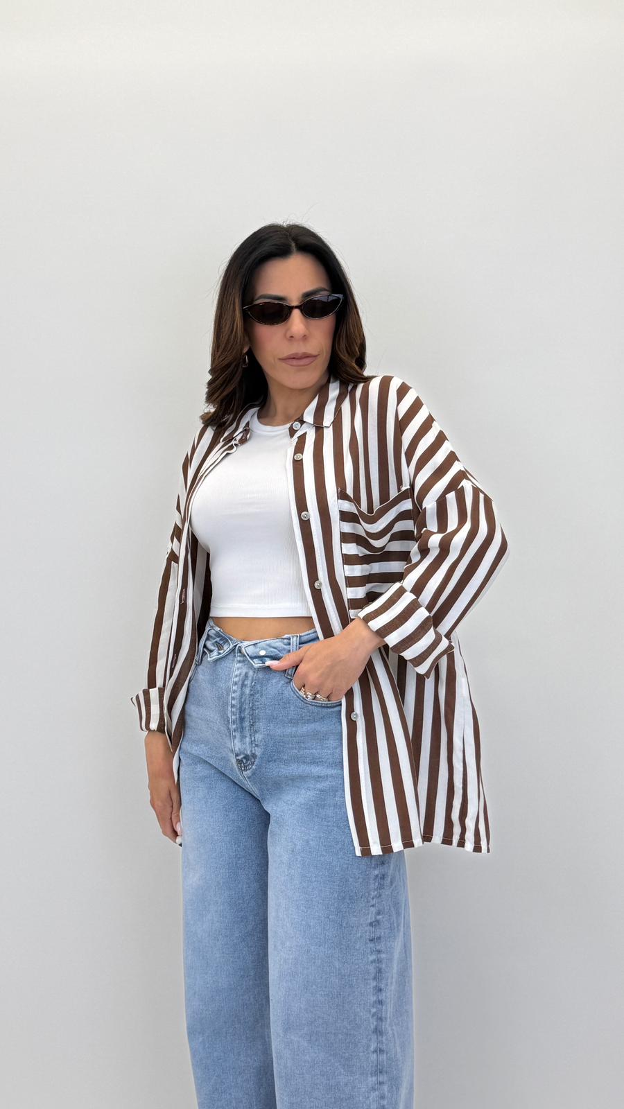 Camicia a righe in viscosa 80636