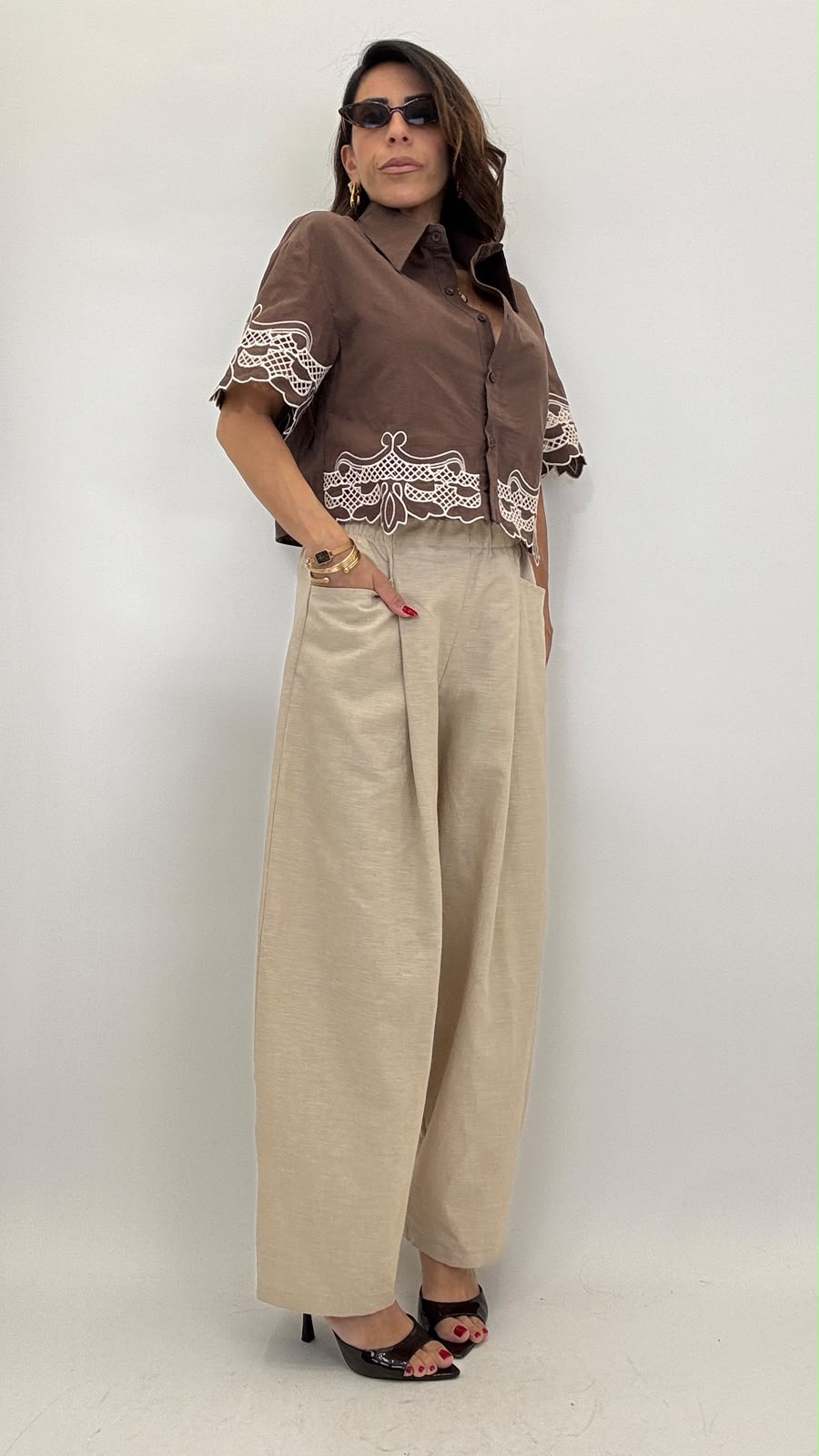 Pantalone misto lino JW12665