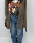 Blazer Tartan con frange 18158