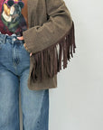 Blazer Tartan con frange 18158